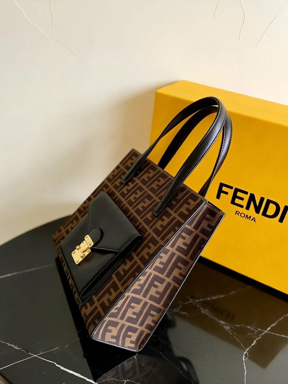 Fendi Vintage Zucca Flip Lock Tote